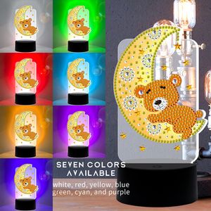 Huacan nouveau 5d bricolage diamant peinture veilleuse diamant broderie mosaïque ours enfant chambre lampe 201112