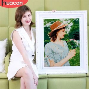 Huacan Oil Painting by Numbers Po Custom Diy Kits Dessin Canvas Pictures Portrait Wedding Family Children Pos Diy Gift 220623