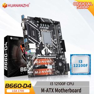 Huananzhi B660 D4 M-ATX Moederbord met Intel Core I3 12100F LGA 1700 Ondersteunt DDR4 2400 2666 2933 3200MHz 64G M.2 NVME SATA3.0