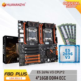 Huananzhi F8D plus LGA 2011-3 Moederbord Intel Dual CPU met Intel Xeon E5 2696 V3 2 met 4 16G DDR4 RecC Memory Combo Kit Set