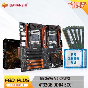 HUANANZHI F8D PLUS LGA 2011-3 carte mère Intel double CPU avec Intel XEON E5 2696 V3 2 avec 4 32G DDR4 RECC kit combo de mémoire