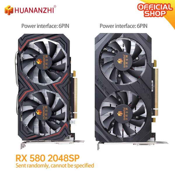 HUANANZHI RX 580 8G 2048SP cartes graphiques 256 bits GDDR5 HDMICompatible DP DVI GPU RX580 carte vidéo 240113