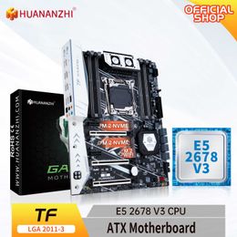 Huananzhi TF LGA 2011-3 Moederbord Intel met Xeon E5 2678 V3 MOS Fan DDR3 DDR4 RecC Memory Combo Kit Set NVME SATA USB ATX