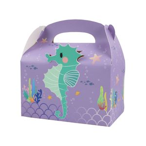 Huancai Marine Life Theme Candy Boxes Double Side Design Paper Gift Cake Goodies Box For Ocean Birthday Party Supplies A378