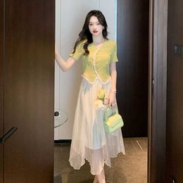 HuangSpring/Summer Short Dress Set for Women 2024 Nieuwe halve rok kleine geurige stijl set tweedelig high -end