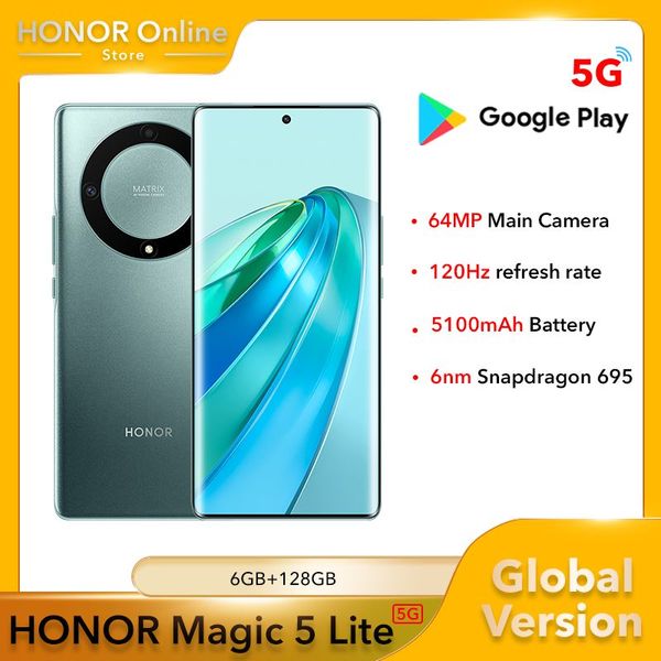 huawei global Version honor magic 5 lite 5G Smartphone honor X9a 6,67 pouces 120Hz écran amoled 64MP appareil photo 5100 mah téléphones mobiles