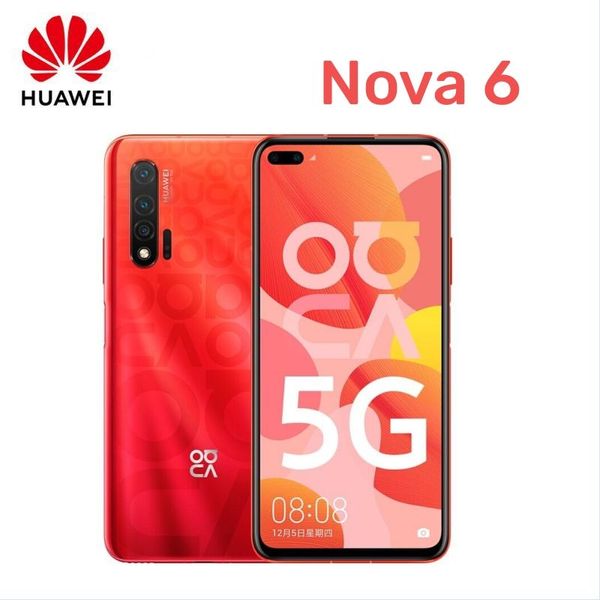 huawei nova 6 teléfono inteligente 5g 4g red 6.57 pulgadas 128 gb rom 8 gb ram 40mp + 32mp cámara teléfonos móviles android teléfono celular original