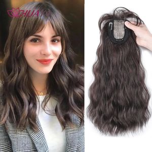 Huaya Black Brown Bangs Clip dans Hair Wave Clip Hair Wigs Synthétique Perruques au-dessus de la tête de remplacement invisible Cheveux blancs 240403