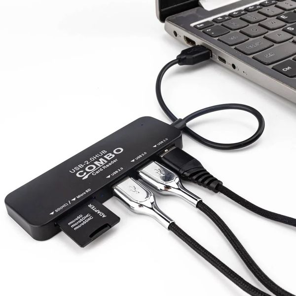 Adaptador de cubo 4 puertos adecuados para PC Accesorios para portátiles PC Cable de extensión de divisor Multi USB 2.0 para mouse y teclado