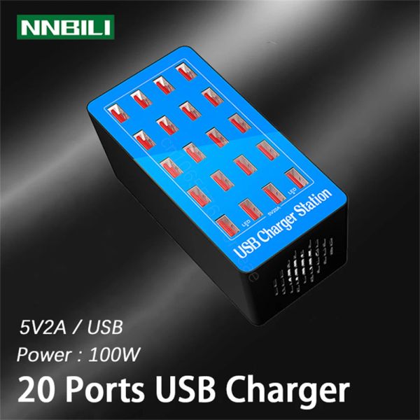 Hubs 100W 10/20 ports USB Charger pour adaptateur iPhone Android Hub Station de charge Tablet Tablet Téléphone Charger pour Xiaomi Huawei IP