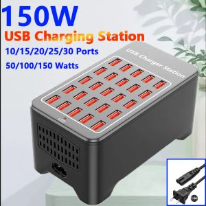 Hubs 150W Charger Multi USB 20 30 ports Hub Fast Charging Station Dock Universal Wall Bureau pour le téléphone mobile Adapte d'alimentation