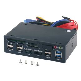 Hubs 1set 5.25 '' pc voor paneel dashboard media USB 3.0 hub audio esata sata card lezer