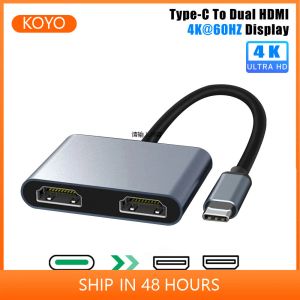 Hubs 2 Port USB C Hub Typec à double adaptateur HDMICOMPATIBLE 4K 60Hz