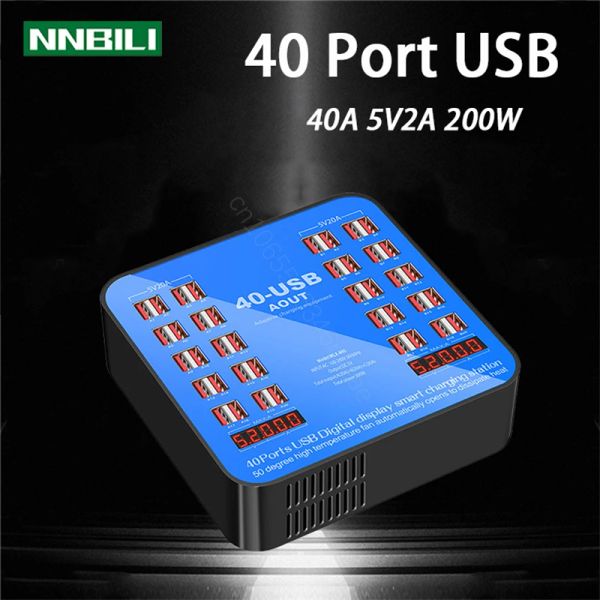 Hubs 200W 40 ports USB Charger pour adaptateur iPhone Android Station de charge Hub Dosque Chargeur de téléphone Multi USB Station de chargeur USB