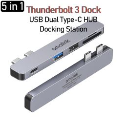 Hubs 2023 Nouveaux accessoires Mac USB Dual Typec Thunderbolt 3 Dock HD 8K 60Hz USBC Hub Agking Station HDMI pour Apple MacBook Pro / Air
