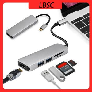 HUBS 3 HUB USBC DOCK USB TYPE C NAAR HD USB3.0 KABEL TF SD CARD 5in1 Adapter Splitter voor MacBook Pro 2017 Dell XPS 13