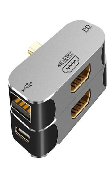 Hubs 3 en 1 Type C vers DPCompatibleMiniDP PD USB Adaptateur Station d'accueil Dock d'extension MultiInterface Hub Port Converter1200898