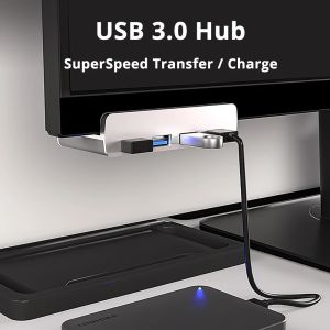 HUBS 4Port USB 3.0 Hub met extra type C Power Supply Port Monitorge Deskedge USB 3.0 Cliptype aluminium hub voor laptop -pc