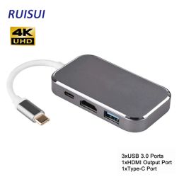 Hubs 5in1 USB C Hub USB3.0 Type C à l'adaptateur HDMICOMPATIBLE 4K 60Hz 5 en 1 convertisseur pour les accessoires pour ordinateur portable MacBook Pro