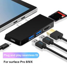 Hubs 6in1 usb3.0 moyeu mâle mâle à hdmicompatible sd pour microSD USB expanseur d'expansion à haute vitesse pour surface pro 8/9 / x