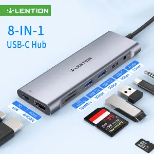 Hubs 8 in 1 USBC Hub 4K60Hz Type C tot HDMI -adapter voor MacBook Pro Air, iPad M1/M2 DP, 60W PD, SD/TF, RJ45 USB C Hub Docking Station