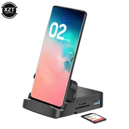 Hubs 8in1 USB C C Hub Docking Station Dock Telefoonhouder Typec naar HDMICompatible Dock Charger Adapter voor Laptop USB Extension Hub