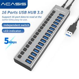 Hubs ACASIS USB HUB 3.0 USB 3 0 HUB Multi USB Splitter Adaptateur d'alimentation externe 16/10 PORTS AVEC ADAPTATEUR DE POWER SUTTER POUR LA MAC OPROS