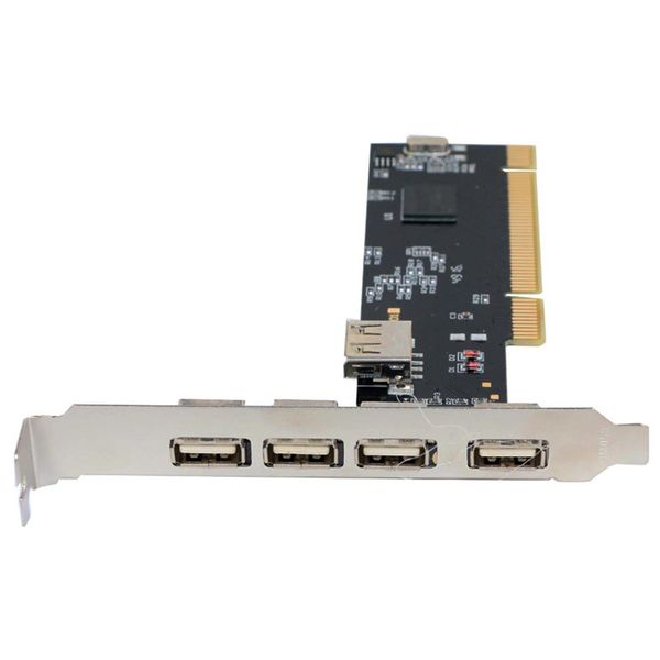 Hubs Accesorios Convertidor de escritorio de alta velocidad Adaptador negro Duración Duración Hub 5 puertos Tarjeta PCI USB 2.0 480Mbps Controlador