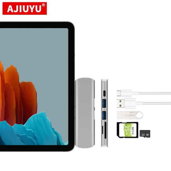 Hubs ajiuyu usb c hub pour samsung galaxy tab s7 11 