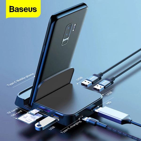 Hubs Baseus Type C Station d'amarrage du hub pour Samsung S20 S10 Dex Pad Station USB C à HDMICOMPATIBLE ADAPTATEUR DE POWER POUR HUAWEI P30
