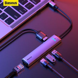 Hubs baseus usb c hub usb naar multi hdmicompatibele USB 3.0 RJ45 Carder Reader OTG Adapter USB Splitter voor MacBook Pro Air Hub Dock