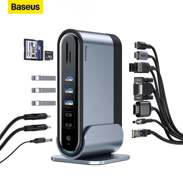 HUBS Baseus USB Tipo C Hub Multifunción Adaptador USB C Estación de acoplamiento del cubo para MacBook Pro USB 3.0 Accesorios para computadora divisor de cubo