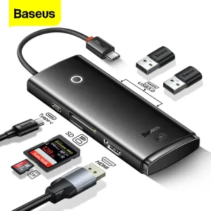 HUBS BASEUS USB Type C Hub tot 4K HDMICompatible USB 3.0 Adapter PD 6 In 1 Type C Hub Dock Station voor MacBook Pro Air USB C Splitter