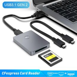 Hubs Lecteur de carte CFexpress USB 3.1 Gen 2 10 Gbps Adaptateur haute vitesse de type B C Adaptateur de mémoire flash en alliage d'aluminium USB