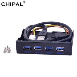 Hubs Chipal 19 + 1 20pin 4 port USB 3.0 Panneau avant Bracket USB3.0 Hub Adaptateur pour PC Desktop 3,5 "FLD Disque Disc Disk Drive Bay