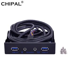 Hubs Chipal 20Pin 4 Poort USB 3.0 HUB PC BROOTTE BRAKET HD AUDIO 3,5 mm oortelefoon MIC -connector voor desktop 3,5 
