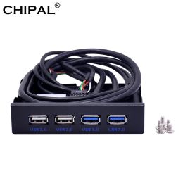 Hubs Chipal PC Desktop 3,5 pouces Floppy Bay 4 ports USB 2.0 USB 3.0 Panneau avant Hub USB3.0 Adaptateur de support de combo interne Splitter Splitter