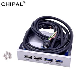 Hubs Chipal Silver 4 Ports USB 2.0 USB 3.0 Hub voor voorpaneel 20pin Splitter Interne combo bracket Adapter voor desktop 3.5 '' Floppy Bay