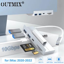 Hubs ClipType USB 3.0 Hub pour IMAC 20202022 Aluminium Adaptateur Splitter USB Multi 5port USB avec carte SD / TF pour ordinateur UnioBy