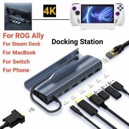 Station d'amarrage des hubs pour rog allié hdmicompatible shunt extension du hub type c USB3.0 dock tv stand pour la console de jeu de pont vapeur PC