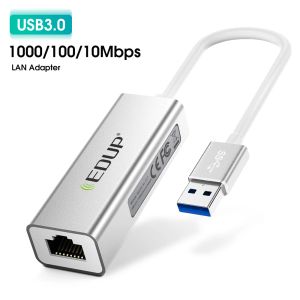 HUBS EDUP USB HUB USB 3.0 TO RJ45 Adapter 10/100/1000Mbps LAN -adapter voor PC Laptop Computer Ethernet Accessoires USBC 3.0 Splitter