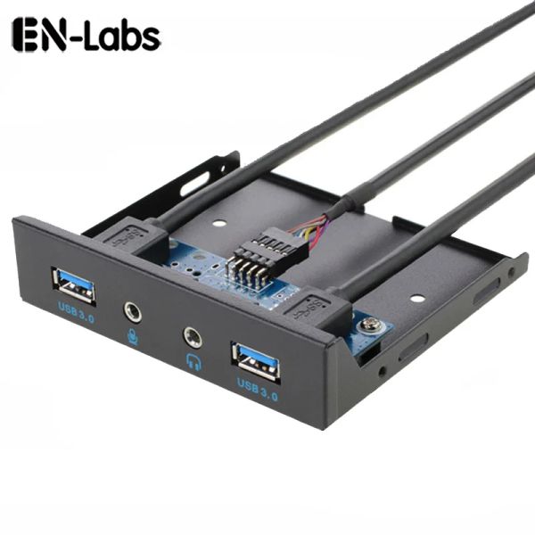 Hubs Enlabs 2 Port USB 3.0 Hub PC 3.5 Panneau avant microphone, carte mère USB 20 Pin à Dual USB 3.0 Splitter féminin