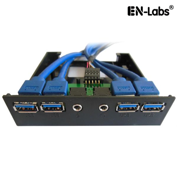 Hubs Enlabs PC Case PC 3,5 pouces Panneau avant 4 ports USB 3.0 HUB USB avec micro audio HD, 2 x USB 3.0 Femme à la carte mère Câble 20pin