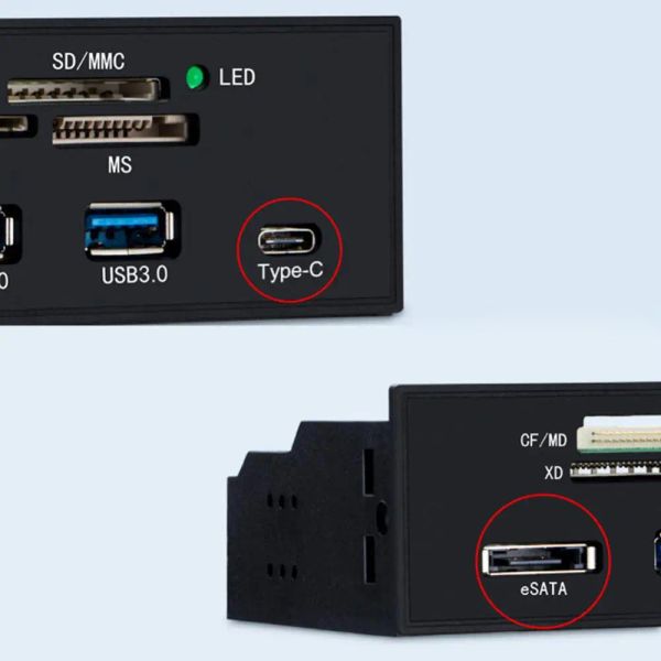 Hubs pour ordinateur multiport PC Front Panneau interne USB3.0 / 3.1 ESATA Prise en charge de Typec SD / CF / TF / SDHC / MMC / SDXC / MD CARTES CHARD