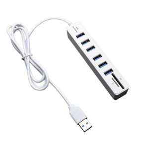Moyeux pour PC haute vitesse 6 ports Mini USB Hub adaptateur séparateur lecteur de carte SD