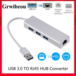 Hubs Grwibeou USB Ethernet USB 3.0 à RJ45 HUB pour Xiaomi Mi Box 3/S décodeur Ethernet adaptateur carte réseau USB 10/100/1000 Lan