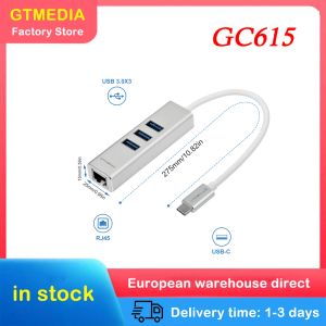 Hubs gtmedia USB 3.1 hub aluminium USB hub Ethernet adaptateur 3 USB 3.0 Type C Carte réseau RJ45 et adaptateur USB C pour Mac Chromebook