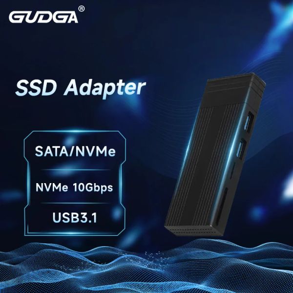 Hubs gudga m2 nvme ngff ssd case usb c hub type c 3.1 to sd tf usb2.0 splitter dock hub usb for besktop ordinateur adaptor m.2 sata case