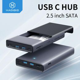 Hubs Hagibis USB C Hub avec enclos de disque dur 2.5 SATA à USB 3.0 Type C