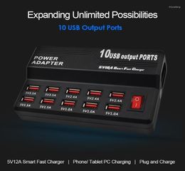 Hubs Hub USB haute vitesse 10 ports prise de courant ca à cc appareils multifonctionnels alimentés par USB Station de charge chargeur de voyageUSB8719347